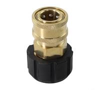 Arandela de conexión rápida de 1/4 3 sobre 8 para conector M22 de 14 mm, adaptador hembra de presión Elite 5000 psi, acero inoxidable, latón, 15 mm de presión (45724)