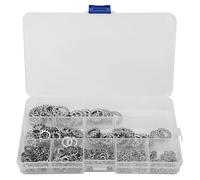 Arandela Dentada de Acero Inoxidable, 300 Piezas Surtido de Juntas Externas Antisueltas para M2.5, M12 con Clip de Rodamiento, Hecha de Acero Inoxidable 304, Práctica Caja de