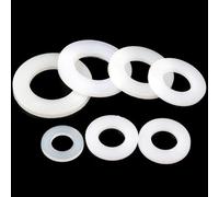 Arandela plana de nailon M2 M2.5 M3 M4 M5 M6 M8 M10 M12 M14, arandelas duras de sellado de plástico blanco y negro for tornillo, 50 Uds.(White,M2 x 5 x 1)