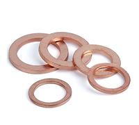 Arandelas de sellado planas de cobre, Paquete de juntas anillo sellado arandela plana latón, multicolor, M2-M48(Red Copper,M2x5x0.4 Brass 50pcs)