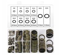 Arandelas Plana 150 Piezas Arandela de Goma de Metal M6-M24 Kit de Surtido de Sellos de Anillo Plano para Tapones de Sumideros Agua Combustible y Accesorios Hidráulicos