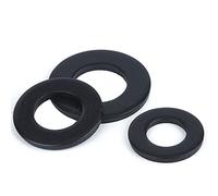 arandelas planas espaciadoras de nailon, Arandelas Lfang M2-M8 de nailon de plástico blanco, arandelas espaciadoras planas chapadas, arandelas de sello(Black,M6 (100Pcs))