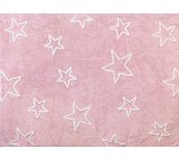 Aratextil. Alfombra Infantil 100% Algodón lavable en lavadora Colección Estrella Rosa 120x160 cms