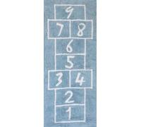 Aratextil. Alfombra Infantil 100% Algodón lavable en lavadora Colección Pata Coja Celeste 90x200 cms