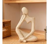 Arawat Florero Deco Salón Moderno Cerámica Blanco Escultura Jarrones para Pampas Grass Pensador Florero Cuerpo Libro Tulipán Florero Nórdico Estética Boda Regalo 19 Cm Decorativo Florero Cara Beige