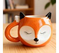 Arawat Fox Taza Grande 500ml Kawaii 3D Animal Taza de Cerámica Taza de Porcelana Taza de Café Fox Taza Decorativa Taza Dulce Té Café Taza Regalo de Cumpleaños para Mujeres Hombres Niñas Niños