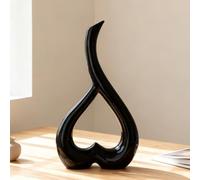 Arawat Jarrón De Cerámica Negro Corazón Floreros Deco Salón Moderno Florero Tulipán Florero Mesa Deco Jarrón para Flores Hierba De La Pampa Deco Estética Nórdica Floreros Boda Regalo 26 Cm