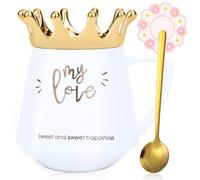 Arawat My Love Taza Con Tapa Dulce Taza Blanca Con Corona Taza De Café Regalo 350 Ml Taza De Cerámica Té Regalo De Cumpleaños Para Mujer Niña Mamá Novia