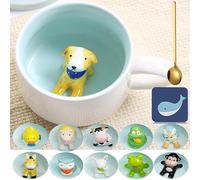 Arawat Perro Taza 3D de Animales - Cerámica 350 Ml para Café, Té - Regalo Divertido de Cumpleaños para Novio, Niños, Mujeres, Hombres