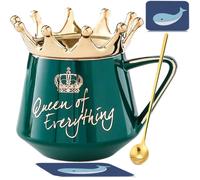 Arawat Queen Of Everything Taza Con Tapa 350 Ml Taza De Cerámica Corona Reina Elizabeth Taza Regalo Regalo De Cumpleaños Para 20 30 40 50 60 70 80 90 Mujeres Regalo Para Mujeres Niñas Mamá