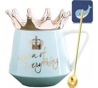 Arawat Queen Of Everything Taza Con Tapa Corona 350 Ml Queen Elizabeth Taza Regalo Azul Taza De Cerámica Regalo De Cumpleaños Para 20 30 40 50 60 70 80 90 Mujeres Regalo Para Novia Niña Mamá