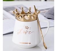 Arawat Taza De Amor Con Tapa Taza Blanca Dulce Con Corona Taza De Café Regalo 350 Ml Taza De Cerámica Té Regalo De Cumpleaños Para Mujer Niña Mamá Novia
