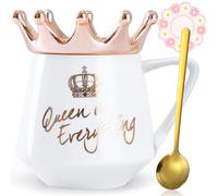 Arawat Taza Reina De Todo Con Tapa Taza Blanca Dulce Con Corona Taza De Café Regalo Taza De Cerámica 350 Ml Regalo De Cumpleaños Para Mujeres Niña Mamá Novia