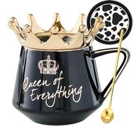 Arawat Taza Reina De Todo Con Tapa Taza Corona Negra Reina Isabel Regalo 350 Ml Taza Regalo De Cumpleaños Para 20 30 40 50 60 70 80 90 Mujeres Regalo Para Novia Niña Mamá Abuela