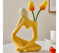 Arawat Thinker Florero Deco Sala De Estar Jarrones De Cuerpo Moderno para La Hierba De La Pampa Estética Florero Libro Cara Florero De Cerámica Libro Tulipán Florero Escultura Deco Florero Moderno
