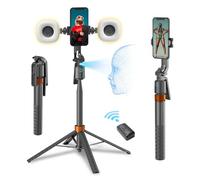 arbenlulu Trípode de seguimiento facial para iPhone, trípode de viaje de 70 pulgadas de alto con luz, control remoto y gestos, palo selfie para grabación de video, transmisión en vivo y creador de