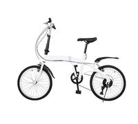 ARBGO Bicicleta plegable de 20 pulgadas, bicicleta plegable con guardabarros, asiento ajustable, freno de disco delantero y trasero, bicicleta plegable y portátil para niños y niñas, color blanco