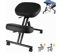 ARBGO Silla de rodilla ergonómica, taburete de oficina regulable, con ruedas, mejora tu postura - Cojines gruesos y cómodos, negro