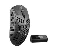 ARBITER Akitsu - Ratón pequeño para juegos de fibra de carbono, ultraligero de 38 g, sondeo inalámbrico 8K, 26K DPI, sensor PIXART 3395, pantalla receptora LCD