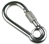 ARBO-INOX® - Mosquetón - con ojo - atornillable - acero inoxidable A4 - 80 x 8 mm - con seguridad