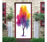 áRbol Abstracto Simple Pegatina Autoadhesiva para Puerta - Papel Pintado Mural 95x215 cm Vistoso Impermeable y Removible, Pegatinas Decorativas para Baño, Cocina y Dormitorio