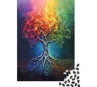 Árbol arcoíris Rompecabezas para Adultos 38x26cm/1000pcs,Juegos De Desafío De Estilo de Arte fantástico