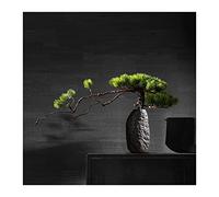 Árbol artificial, bonsái artificial, arce rojo, plantas artificiales con jarrón de piedra, decoración de escritorio, flores artificiales para el hogar, mesa, oficina, escritorio, árbol artificial en