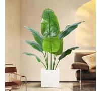 Árbol artificial de ave del paraíso, planta en maceta de interior con tronco y hojas realistas, árbol tropical falso para decoración del hogar, 120 cm de altura