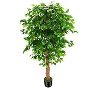 Árbol Artificial de Seda ficus de 6 pies (72 Pulgadas) con Maceta de plástico para guardería, Planta Falsa para Oficina, casa, Granja, Sala de Estar, decoración del hogar (Interior/Exterior)