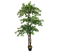 Árbol artificial italiano de hoja de olivo negro hecho a mano, 3 niveles, 6.5 pies, verde, Cypress & Alabaster