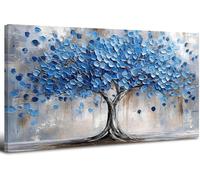 Árbol azul marino de la vida imágenes de lienzo naturaleza abstracta árboles paisaje arte de pared árbol en flor impresiones arte de pared moderno oficina en casa sala de estar decoraciones 20x40”