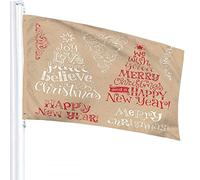 Árbol Bandera 4x6 FT Estrella Floral Feliz Navidad Feliz Año Nuevo Mis mejores deseos Banderas al aire libre Gran Bienvenida Patio Banners Hogar Jardín Patio Césped Decoración