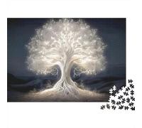 Árbol Blanco Luminoso Puzzle de 1000 Piezas Papel Adultos Bosque Nocturno Puzzle para Adultos Relajación Concentración Juego Familiar Decoración Regalo 70x50cm/1000pcs