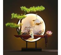 Árbol bonsái artificial con anillo de lámpara LED para decoración zen en casa y oficina