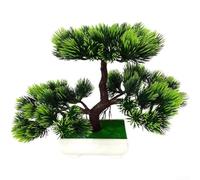 Árbol bonsái artificial de aguja de pino con follaje de plástico verde, amarillo, rojo, naranja, para hogar, oficina, mesa, estante, escritorio, decoración de tamaño compacto, 21 x 25 cm, decoración