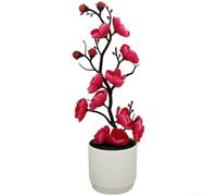Árbol bonsái artificial de Winterswei, planta en maceta con flores realistas para decoración del hogar, adorno de escritorio de oficina, acento de mesa de dormitorio (rojo rosa)