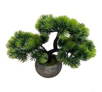 Árbol bonsái artificial en miniatura de 22 cm, planta de pino artificial en maceta para decoración de escritorio, vegetación sintética de bajo mantenimiento, arbusto en maceta de plástico para estante
