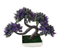 Árbol bonsái artificial para decoración interior de mesa, para sala de estar, estudio o comedor, con follaje de plástico y forma compacta (morado)