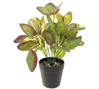 Árbol bonsái artificial, planta falsa de 7 puntas y 14 hojas con textura realista, vegetación sintética de bajo mantenimiento para decoración de interiores, oficina en casa, 28 x 22 cm (rojo)