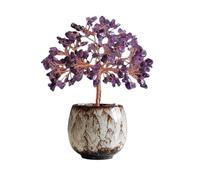 Árbol Bonsái de Cristal Adorno de árbol cristal for sala estar, decoración Feng Shui for oficina, adornos piedras preciosas que atraen la riqueza Decoración de mesa(Purple)