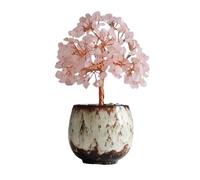Árbol Bonsái de Cristal Adorno de árbol cristal for sala estar, decoración Feng Shui for oficina, adornos piedras preciosas que atraen la riqueza Decoración de mesa(Pink)