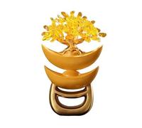 Árbol Bonsái de Cristal Adorno Feng Shui de mesa for el hogar, citrino con lingote oro, decoración del árbol la fortuna Decoración de mesa(Yellow)