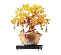 Árbol Bonsái de Cristal Árbol de cristal con lingote oro, decoración mesa for la prosperidad y riqueza del hogar, adorno equilibrio Feng Shui Reiki Decoración de mesa(Gold)
