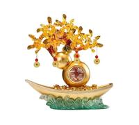 Árbol Bonsái de Cristal Árbol de dinero cristal con base, adorno for la fortuna, riqueza y buena suerte Decoración de mesa(Gold)