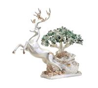 Árbol Bonsái de Cristal Árbol de dinero cristal, decoración desmontable con adorno ciervo for el hogar, la oficina y enfriador vino Decoración de mesa(Green)