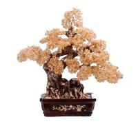 Árbol Bonsái de Cristal Bonsái de piedras preciosas cristal, adornos Feng Shui for la fortuna y suerte Decoración de mesa(Beige)