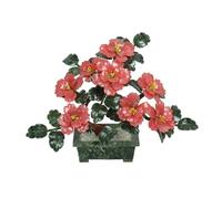 Árbol bonsái Falso Bonsai Tree, Chinese-Style Jade Peony Flower Living Room Ornament，Artificial Potted Plant