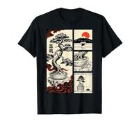 Árbol bonsái japonés cómic Ukiyo-e Zen Garden Art Camiseta gráfica económica