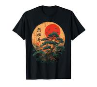 Árbol bonsái japonés Retro Sun Zen caligrafía pájaros Camiseta