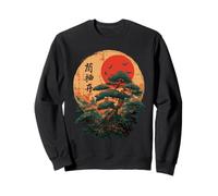 Árbol bonsái japonés Retro Sun Zen caligrafía pájaros Sudadera